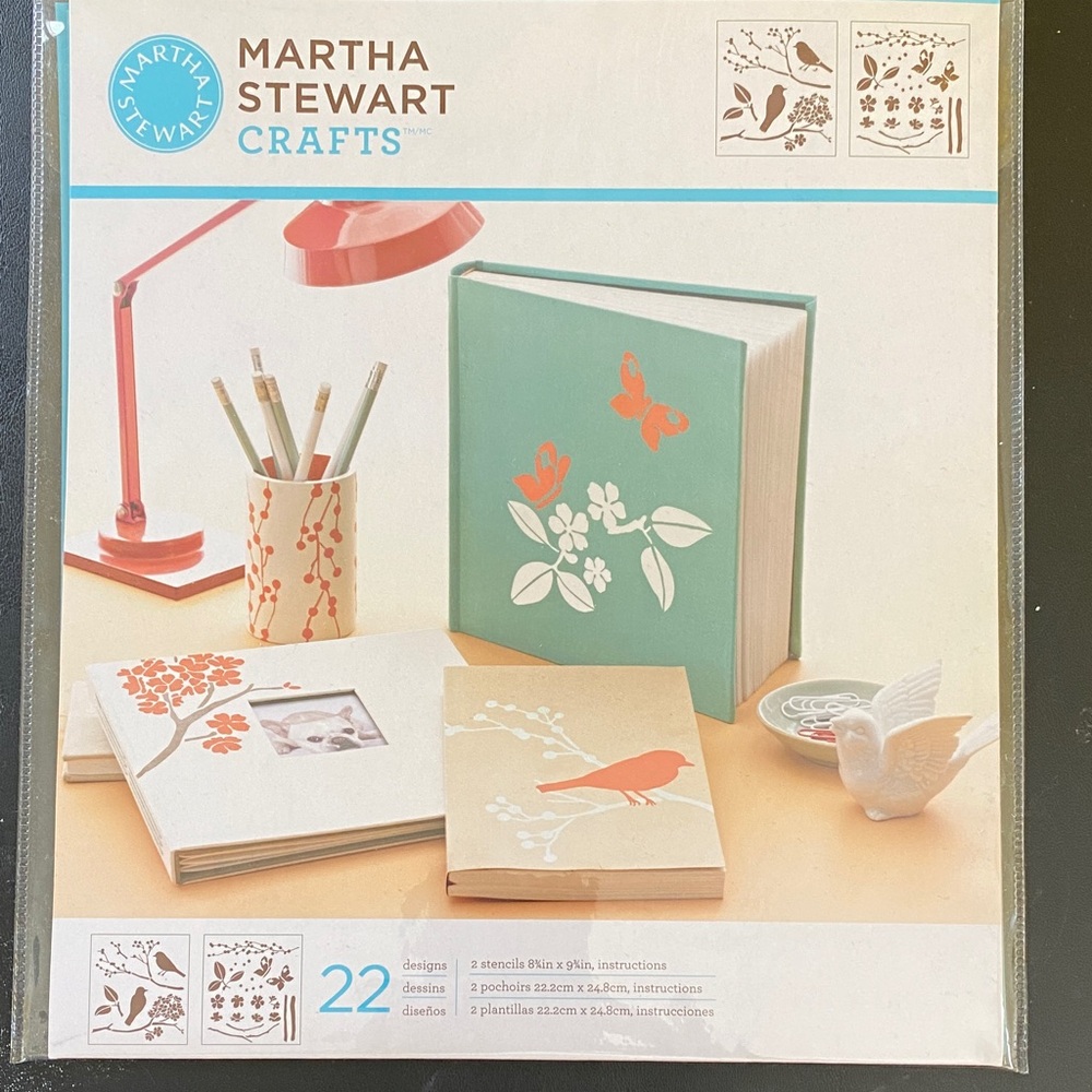 Martha Stewart Crafts Stencil Set with Green and Orange Designs